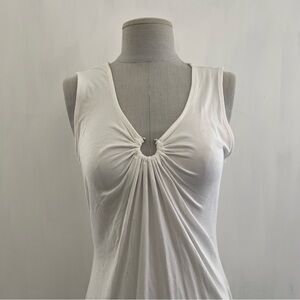 White House Black Market White Sleeveless Tunic Top Ring Detail M